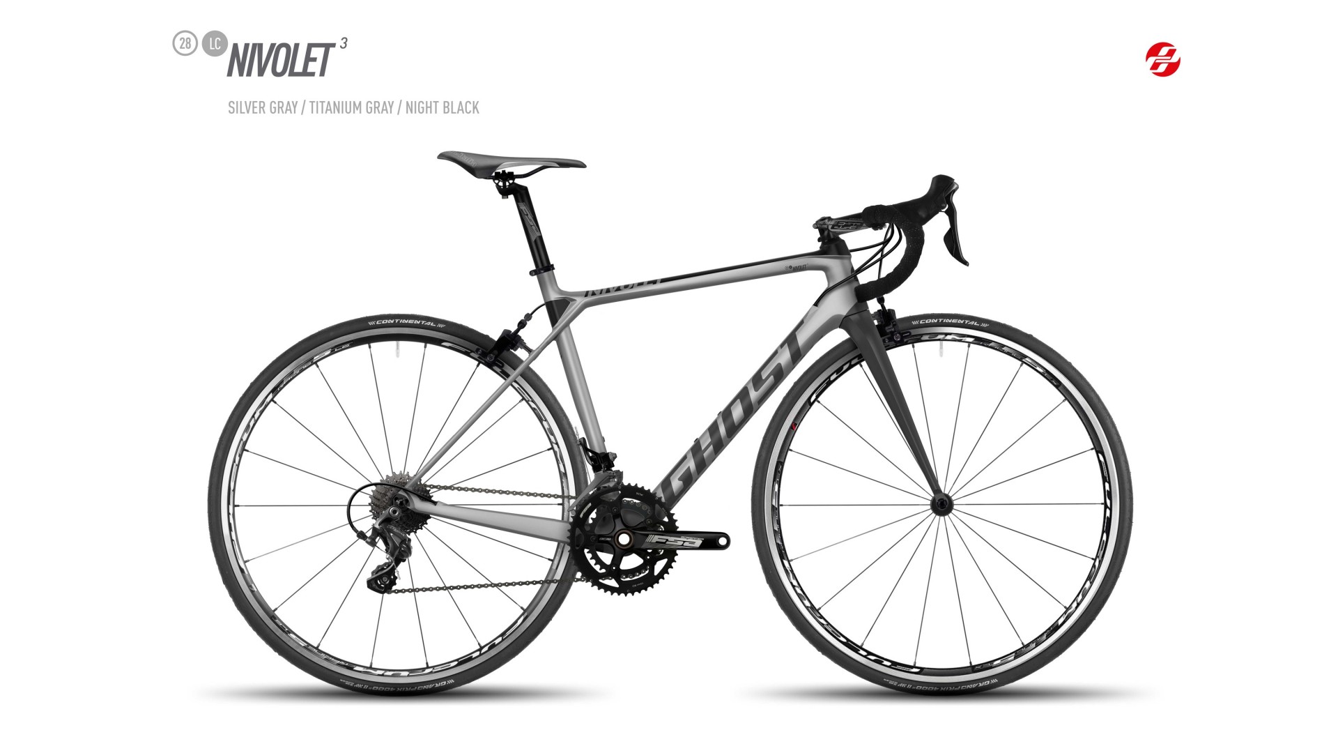 Велосипед GHOST Nivolet 3 LC 28 silvergrey/titaniumgrey/nightblack год 2017