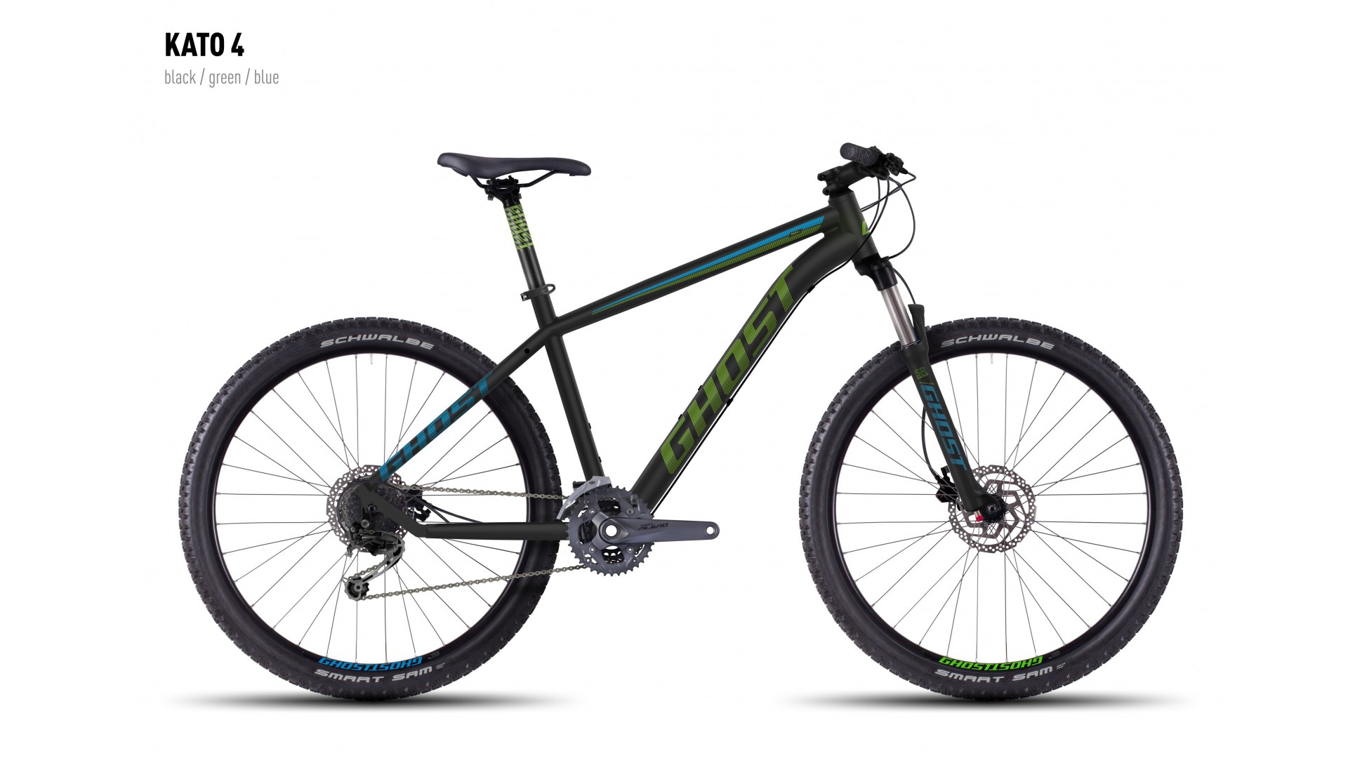 Велосипед GHOST Kato 4 black/green/blue год 2016