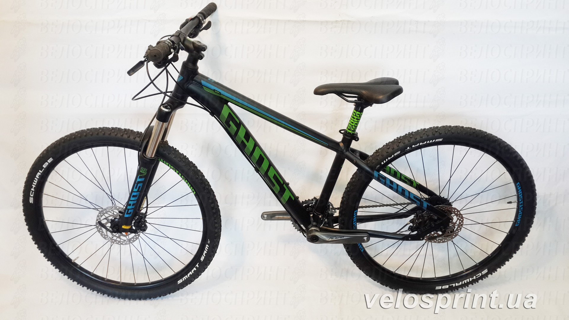 Велосипед GHOST Kato 4 black/green/blue общий вид год 2016