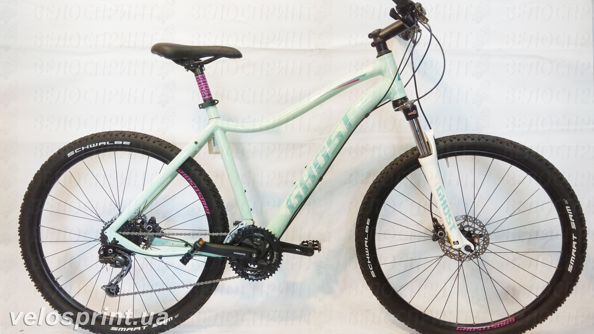 Велосипед GHOST Lanao 3 mint/darkmint/white/pink общий вид год 2016